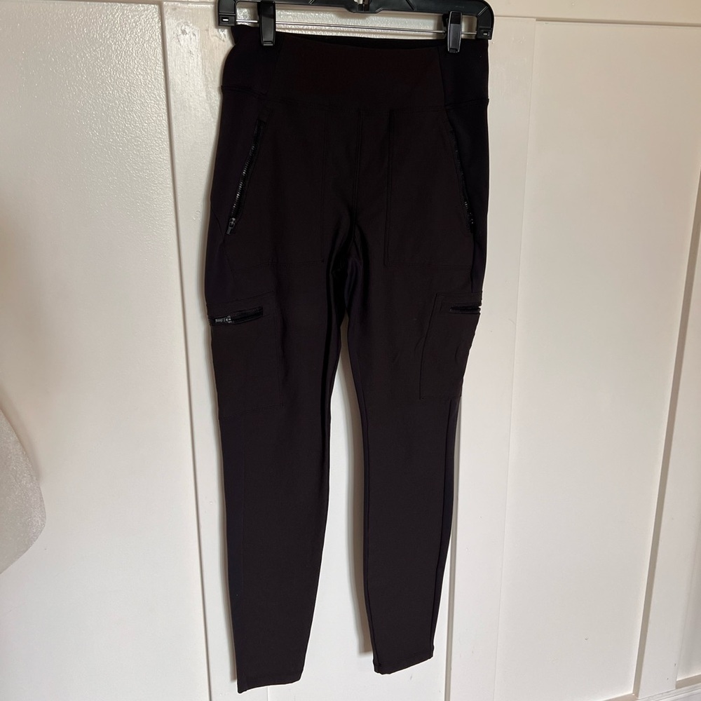 Athleta mixed media stretch joggers with zipper pockets